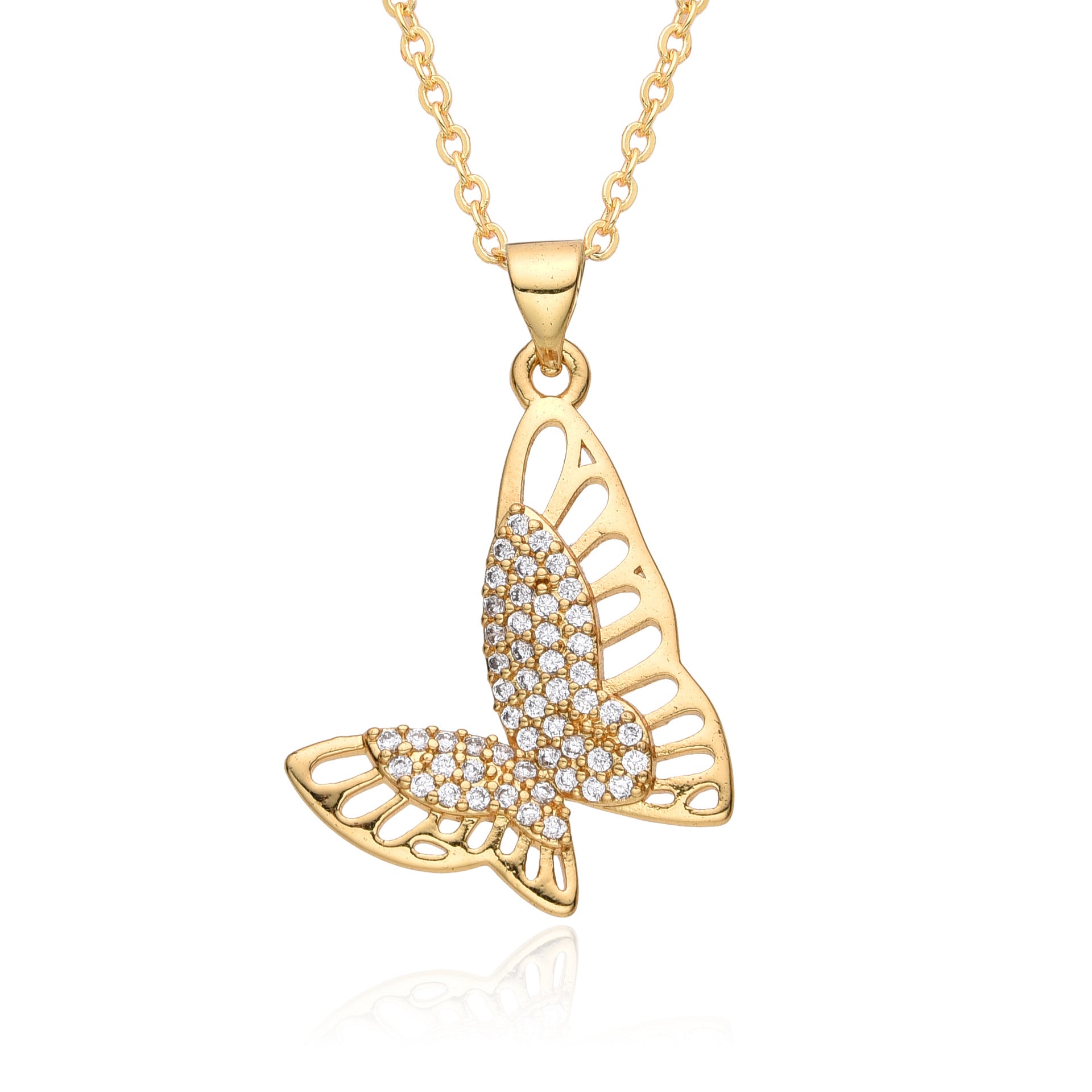 Wholesale Copper Gold Plated Butterfly Necklace Clavicle Chain